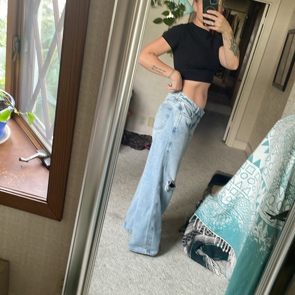 PacSun Trendy Casey Low Rise Baggy Light Indigo Distressed Wide Leg Jeans - Picture 7 of 13